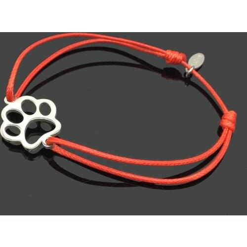 Wish Card Bracelet Dog Paw Stainless Steel Charm Cord Bracelet Adjustable Pendant String Lucky Bracelet For Women Girls
