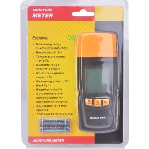 Digital LCD Display Wood Moisture Meter Gauge Humidity Tester Timber Damp Detector Hygrometer 4 Moisture level Data hold GM610
