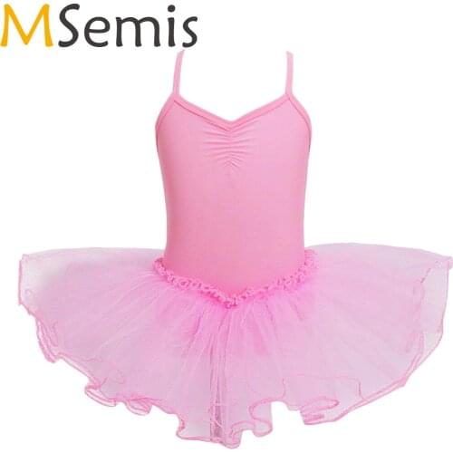 MSemis Kids Girls Ballerina Dance Wear Swan Costume Princess Tutu Ballet Dress Girls Camisole Ballet Dress Gymnastics Leotard