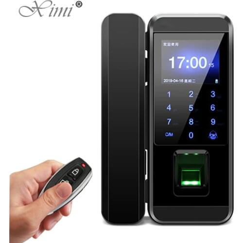 Framless Single/Double Biometric Glass Door Lock Remote Control Office RFID Card Digital Password Fingerprint Smart Door Lock
