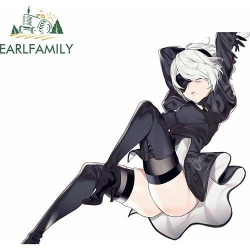 EARLFAMILY 13cm x 11.7cm for NIER Automata Vinyl Car Sticker Anime Personality Waterproof Windshield Windows Scratch-Proof Decal