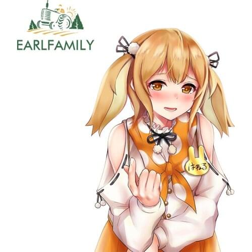 EARLFAMILY 13cm x 8.9cm for Haneru Channel Anime Decal Personality Car Sticker Windshield Laptop Vinyl Car Wrap Sunscreen Decor