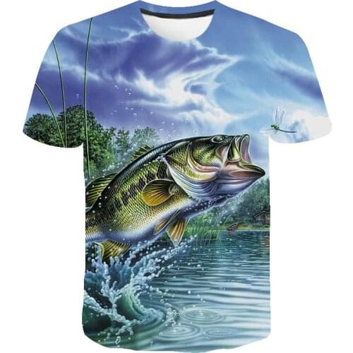 New Summer 3D Printed T-Shirt Fishing Casual Men Women Cool Fashion Short-Sleeved Boys Girls Kids Interest Top Tee 3D Fish Cat