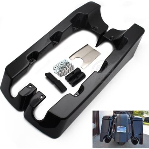 Glossy Black ABS Motorcycle Double Cut Hard Saddlebag Extension For Harley Touring Road King Road Ultra Electra Glide 1994-2013