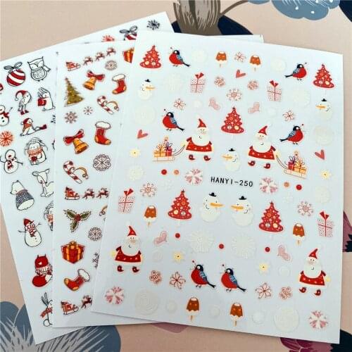 HANYI-129-249-250 Christmas Santa Claus 3D Back glue Nail decal Nail sticker Nail decoration Nail art Nail tool Nail ornament