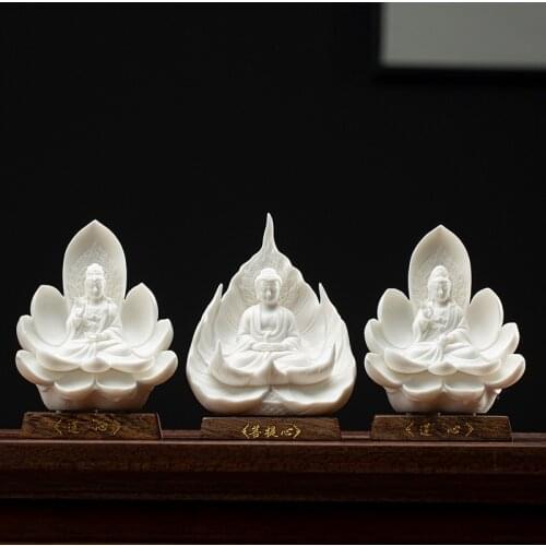 Ceramic Western Three Holy Buddhist Statue Modern art sculpture White porcelain Guanyin, Tathagata Home decoration statue