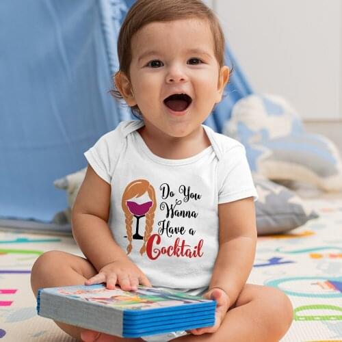 Disney Summer New Newborn Bodysuits Kawaii Dropship Four Seasons Wine Glass Princess Series Fashion Letters Baby Girl Boy Onesie