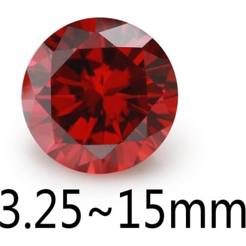 50PCS 3.25~20mm Round Shape Loose CZ Stone Garnet Color AAAAA Cubic zirconia Synthetic Gems For Jewelry DIY Stone