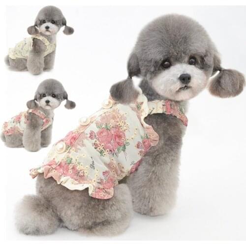Summer Cat Dog Dress Puppy Skirt Small Dog Clothes Costumes Cute Flowers Pet Dresses Yorkshire Pomeranian Poodle Dog Clothing