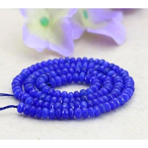Hot 2X4mm Faceted deep blue chalcedony abacus shaped loose beads 15" charming DIY fit women jewelry making gift