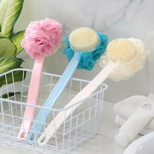 Long Handle Rubbing Back Bath Brush Flower Ball For Adult Soft Hair Dual Purpose