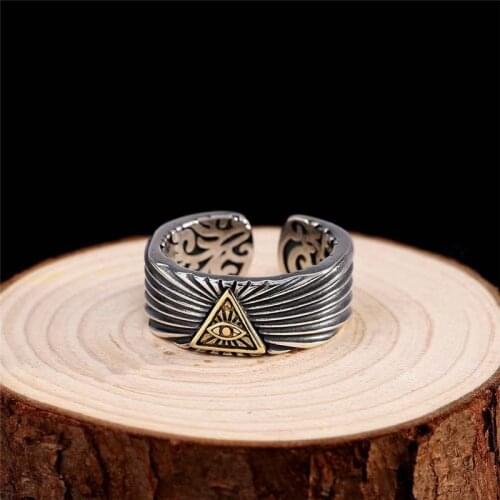 Punk Fashion Mens Ring Retro Hip Hop Personality Ring Carving Demon Eye Hipster Ring Birthday Christmas Party Jewelry