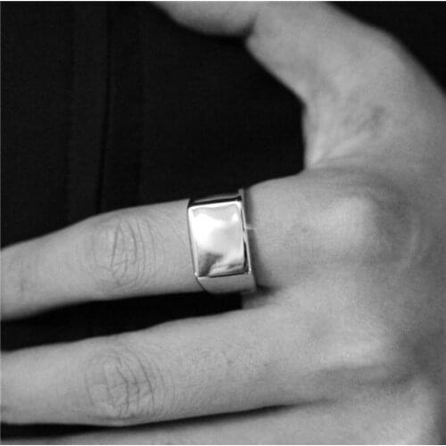 Simple Style Square Ring 316L Stainless Steel Mens Women Ring Fashion Cool Polishing Square Ring