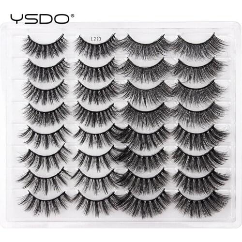YSDO False Eyelashes 16Pairs Natural Volume Eyelash 3D Mink Lashes Faux Mink Lash Makeup Dramatic Fluffy Fake Lashes Faux Cilios