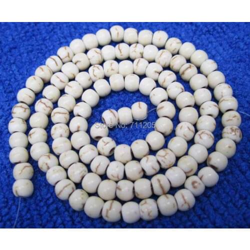 Wholesale 97pcs ,4mm White Turquoises Round Loose Beads ,Min.Order $10, provide mixed wholesale for all items