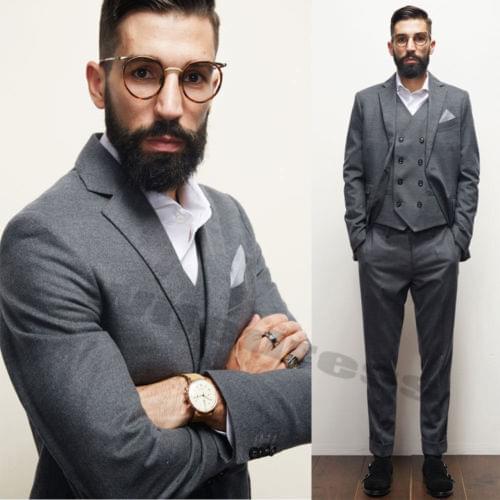 Latest Design Vintage Suits For Men 3Piece Custom Made Tweed Wool Wedding Groom Tuxedos Ternos Masculino(Jacket+Pant+Vest)