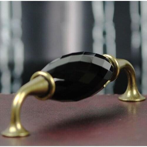 128mm Fashion Luxury Black K9 Crystal glass kitchen cabinet handle Bronze dresser wardrobe cupboard pull Furniture door handle5"