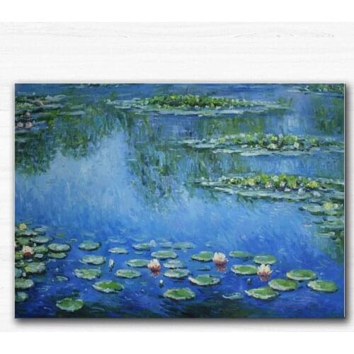 Hand painted Canvas oil paintings lotus flower Monet painting Abstract Modern home decor wall art picture world famous painting