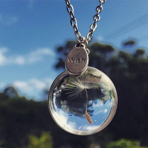 Send A Wish Real Pressed Dandelion Seed Flower Jewelry Gorgeous Gift Idea Include Fashion Message Friend Mom necklace