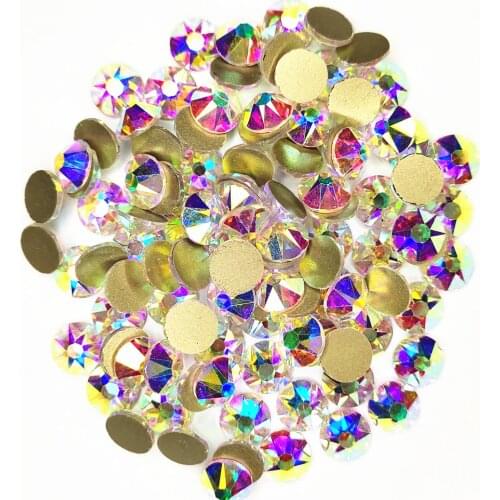 Top Glitter Crystal AB/Clear 8 big + 8 small Cut Facets Flatback Non Hotfix Rhinestones Nail Art Strass Sewing & Fabric Garment