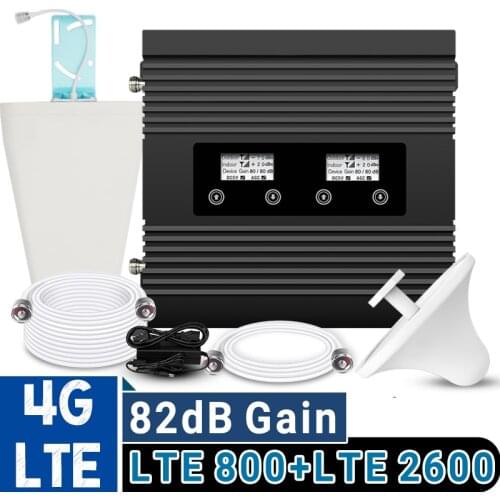 ATNJ 4G LTE 800 LTE 2600 MHz Signal Repeater 4G Amplifier Dual LCD Display Band 20 B7 4G LTE Cellular Signal Booster 82dB Gain