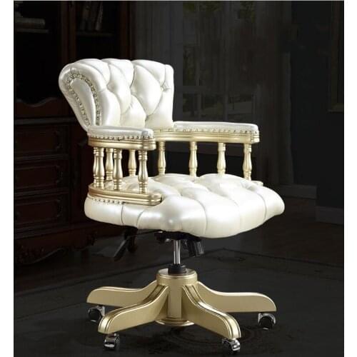 European style swivel chair boss chair waist protection book chair leather business computer chair office chair household solid
