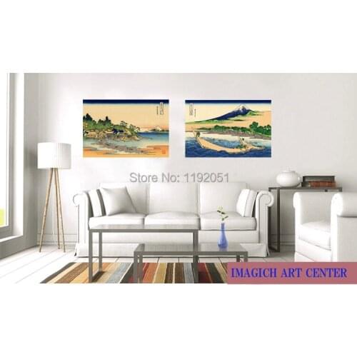 Japanese traditional art scenery landscape canvas paintings Shore of Tago Bay 36 Views of Mount Fuji Enoshima in the Sagami