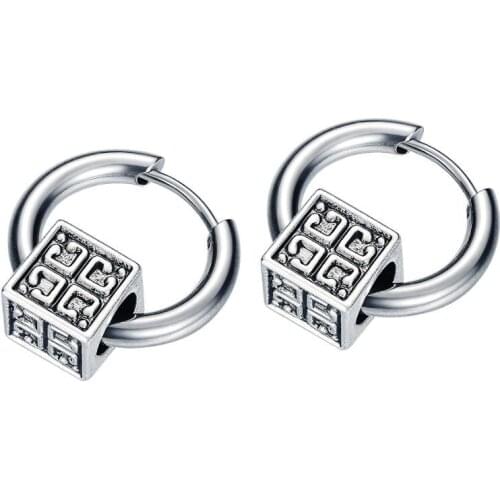 2020 punk vintage stainless steel Square hoop earring for women men fashion gothic piercing bijoux accessories lightning offers