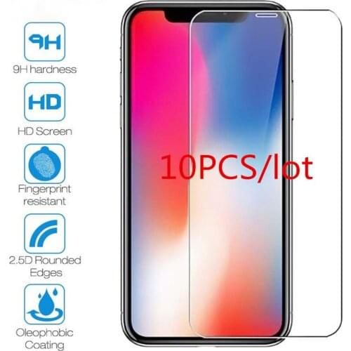 10Pcs Tempered Glass On the iPhone 6 6s 7 8 Plus Screen Protector For iPhone 11 Pro MAX X XS MAX XR 5 5s SE 5c Protective Film