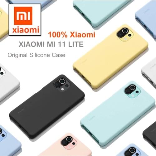 100% Original xiaomi mi 11 lite case comfortable Soft Liquid Silicone cover Hard back shockproof Xiaomi 11 Lite case Top Quality