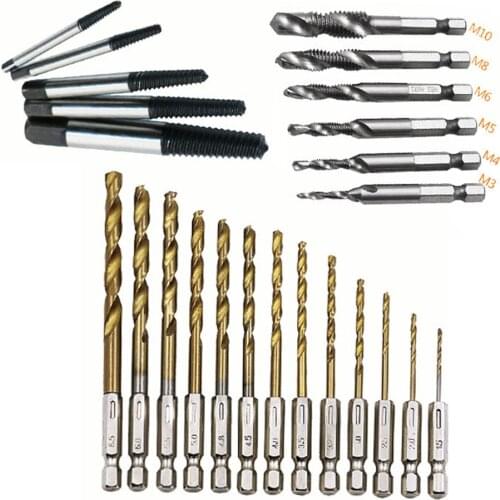 18/24pcs Damaged Screw Extractor Drill Bit Set Steel Handed Stud Remover Screw Extractor Bolt Stud Remover Tool