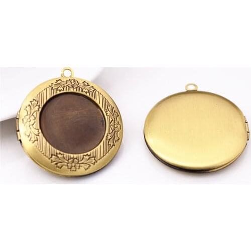2pcs New Fashion Inner Size 20mm Antique Bronze Circular Phase Box Cabochon Base Setting Charms Pendant