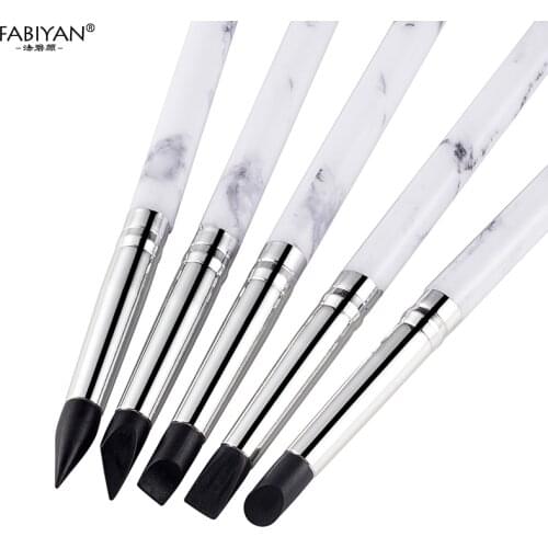 Soft Silicone Black Head Sculpture 3D Effect DIY Carving Craft Brushes Nail Art Pen Brush Painting Dotting Manicure Tool 5Pcs