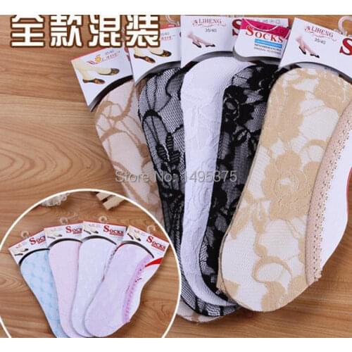 500pairs/lot cheap women Lace slipper sock invisible lace socks