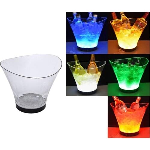 6L Round Transparent Luminous Ice Bucket Colorful LED Ice Bucket Champagne Beer Bucket Bar Party Ice Bucket