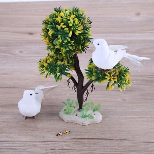Home Decoration Accessories Miniature Model Artificial White Pigeon Figurine Simulation Little White Bird Creative Gift Pet Toy