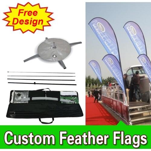 Free Design Free Shipping Double Sided Cross Base Teardrop Flag Signs Advertising Feather Flags Custom Beach Flag