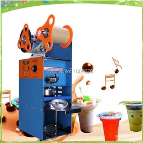 Free shipping Guaranteed 220V Plastic Cup Sealing Machine standard cup dia:7.5cm,9.5cm, 400~500cups/hour