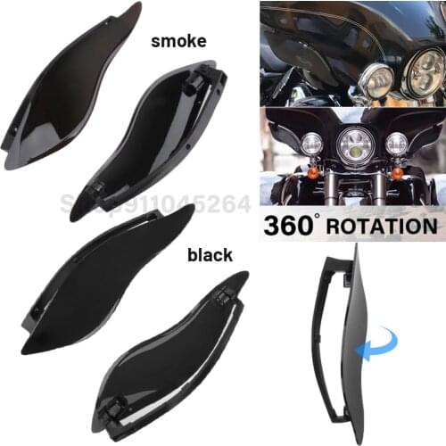 Side Adjustable Wing Windshield Air Deflector Black Smoke Windshield For Harley Electra Glide Tri Glide Street Glide 2014-2020