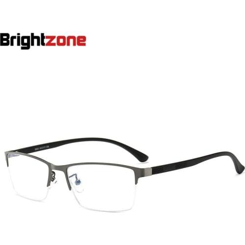 Brightzone Men Half Rim Metal TR90 UV400 Anti Blue Light Computer Goggles Optician Spectacle Frame Plain Eyewear Glasses Only17g