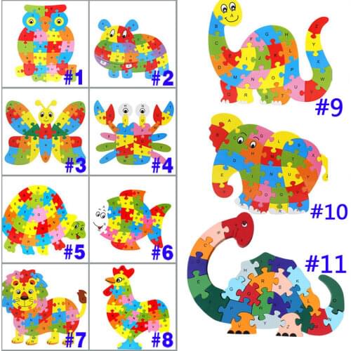 26 Patterns Wooden Animal Alphabet Early Learning Puzzle Jigsaw For Kids baby Educational Learing Intelligent Toys