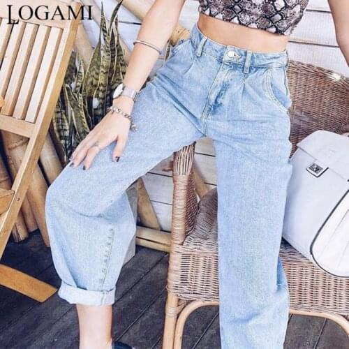 LOGAMI High Waist Mom Jeans Women Harem Denim Pants Spring Summer Jeans 2020 Street Style