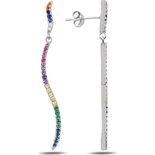 KUTAYDAN Mixed Color Zircon Earrings 925 Sterling Silver