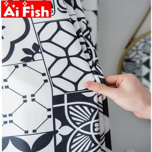 Moroccan black and white ethnic patchwork bedroom curtains exotic geometry semi-shading curtains for living room drapes MY527-5