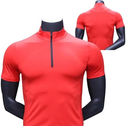 Zipper Collar Mens T-Shirts, Compression T Shirt for Men, Slim Fitness, Short Sleeve, Muscle Shirts, Solid Color, Running Tops