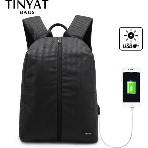 TINYAT Mens laptop backpack USB for 15.6 inch Man backpack Bag 90c open Business Shoulder backpack Male BagPack Travel Mochila