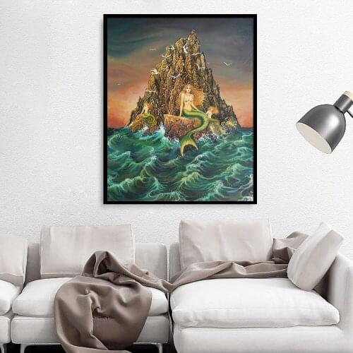 The Mermaids Wall Fine Art Print And Poster Mermaid Mythology Art Nouveau Ocean Goddess Art Canvas Painting Home Decor