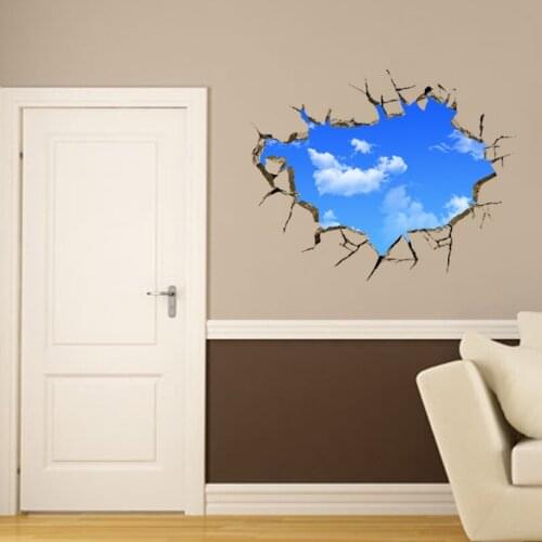 Wall paintings 3D three-dimensional wall stickers blue sky dabai Sticker for home hotel room bathroom wall Decoration WX91625
