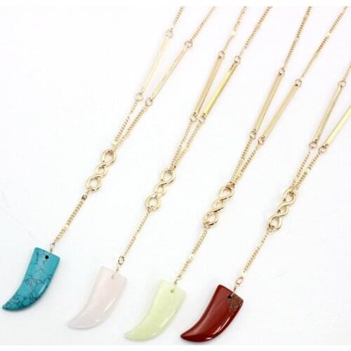 2016 New mutilcolor ivory crescent horn pendant necklace women lucky bar simple necklace