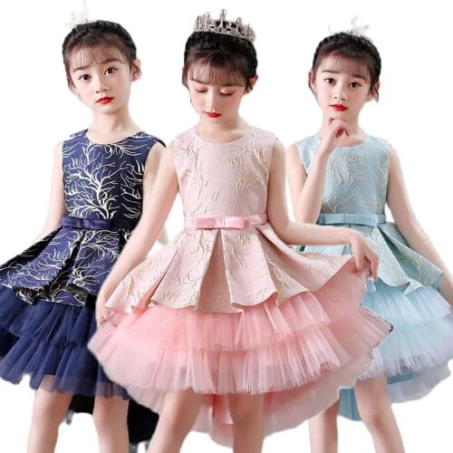 Baby Girls Dress 2021 Bow Embroidery Elegant Princess Dress Kids Dresses For Girls Wedding Dress Children Clothing 3-10Y